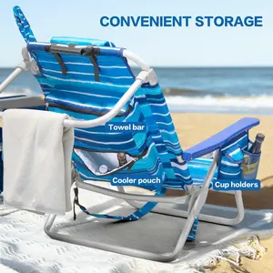 [Summer Vibes] PUKAMI Backpack Beach Chairs for Adults,1/2 Pack Folding Heavy Duty Camping Chair with Large Pockets and Cup Holder,Adjustable high Lounge Towel Rack Outdoor,Travel Portable Stool
