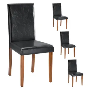 Leather Upholstered Modern Dining/Side Chair with Sleek Wooden Legs
