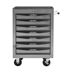 ARTMAN 7-Drawers Rolling Tool Cabinet with Detachable Top Universal Lockable Wheels Protective Liner Auto Lock Metal Tool Storage Cart for Garage Workshop