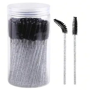 100/50/10pcs Eyelash Brushes, Mascara Wands with Container, Bendable Disposable Eyebrow Spoolies, Lash Brush for Lash Extensions, Multiple Colors, Eyelash Tools