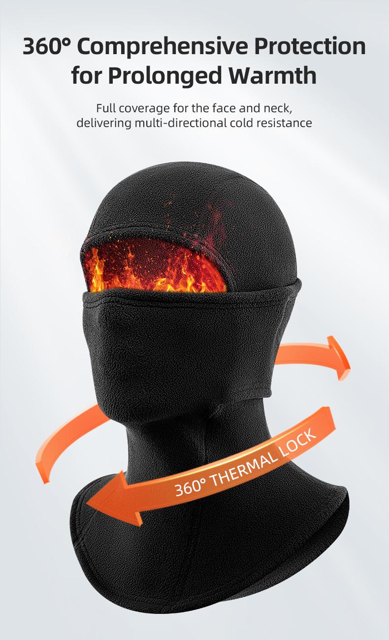 ROCKBROS Winter Balaclava Ski Mask Neck Warmer Hood Cold Weather Thermal Fleece Face Cover with Anti-Dust Protection for Outdoor Sports