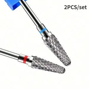 2pcs Nail Drill Bits For Acrylic Nails, 3/32" Shank Drill Bits For Nails Professional Electric Nail Drill Bits For Home Salon/Fine+Medium Nail Bits - Umbrella Manicure Smooth Cutics Multicolor Nail Care Nail Art