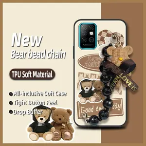 Back Cover Bear bracelet Phone Case For Infinix X692/Note8 Waterproof soft case cute silicone Skin-friendly feel Anti-knock Dirt-resistant Cartoon protective case