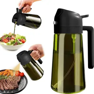 High-Pressure Glass Oil Sprayer Bottle, Dual-Use Leak-Proof Oil Dispenser for Home Cooking, Multifunctional Olive Oil Spray Can with 470ml Large Capacity, Safe Portable Kitchen Gadget Ideal for Kitchen, Camping, Grilling and BBQ