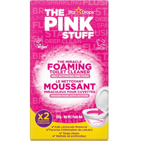 The Pink Stuff Miracle Power Foaming Toilet Cleaner, Self-Activating Pink Foam, 2 Treatments, 1 Pack (7 oz)