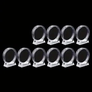 10pcs Transparent Challenge Coin Display Holders with Stands - Sleek, Durable Capsules for Commemorative Coins & Home Decor