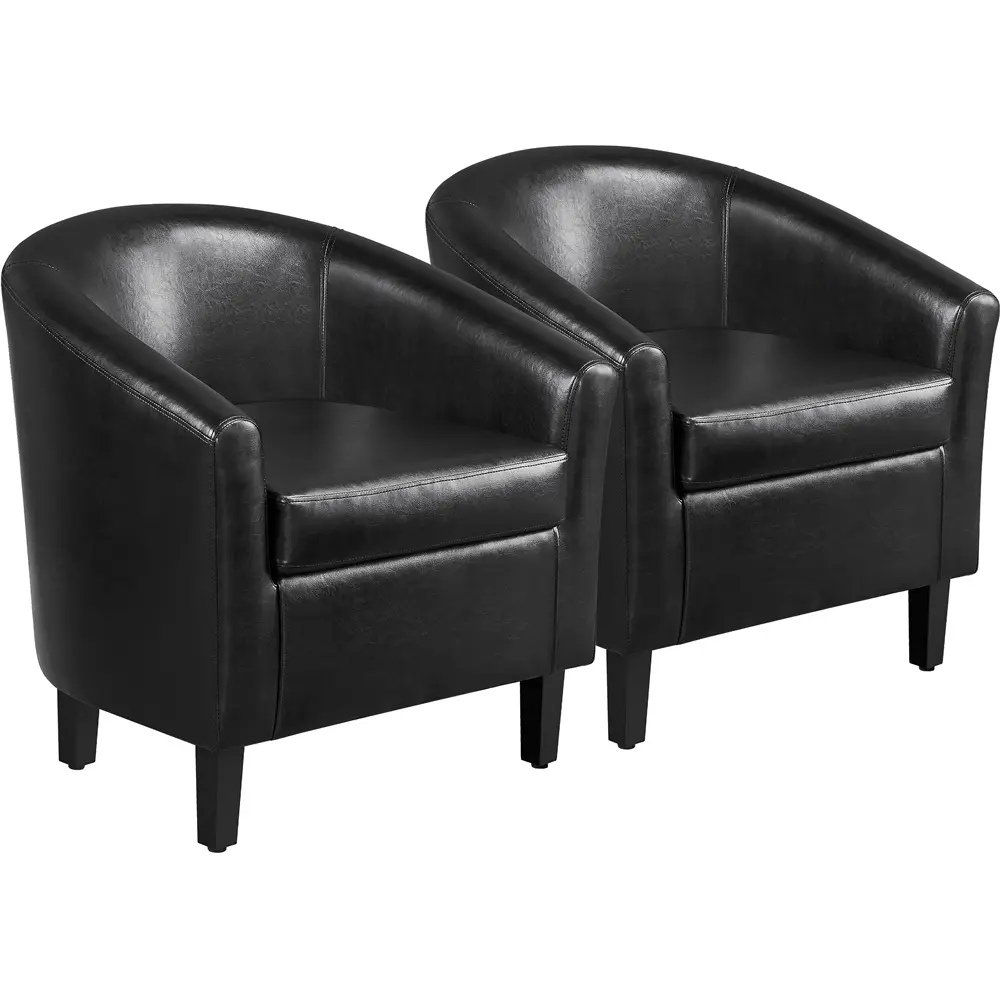 Yaheetech Faux Leather Club Chair Accent Arm Chair Artificial Leather Barrel Chair Contemporary Style for Living Room Bedroom Reception Room