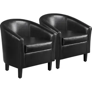 Yaheetech Faux Leather Club Chair Accent Arm Chair Artificial Leather Barrel Chair Contemporary Style for Living Room Bedroom Reception Room
