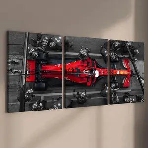 Formula Car Pattern Canvas Painting with Wooden Frame, 3 Counts/set Modern Art Wall Decor, Wall Art for Home Living Room Bedroom Office, Decoration, Print, Artistic