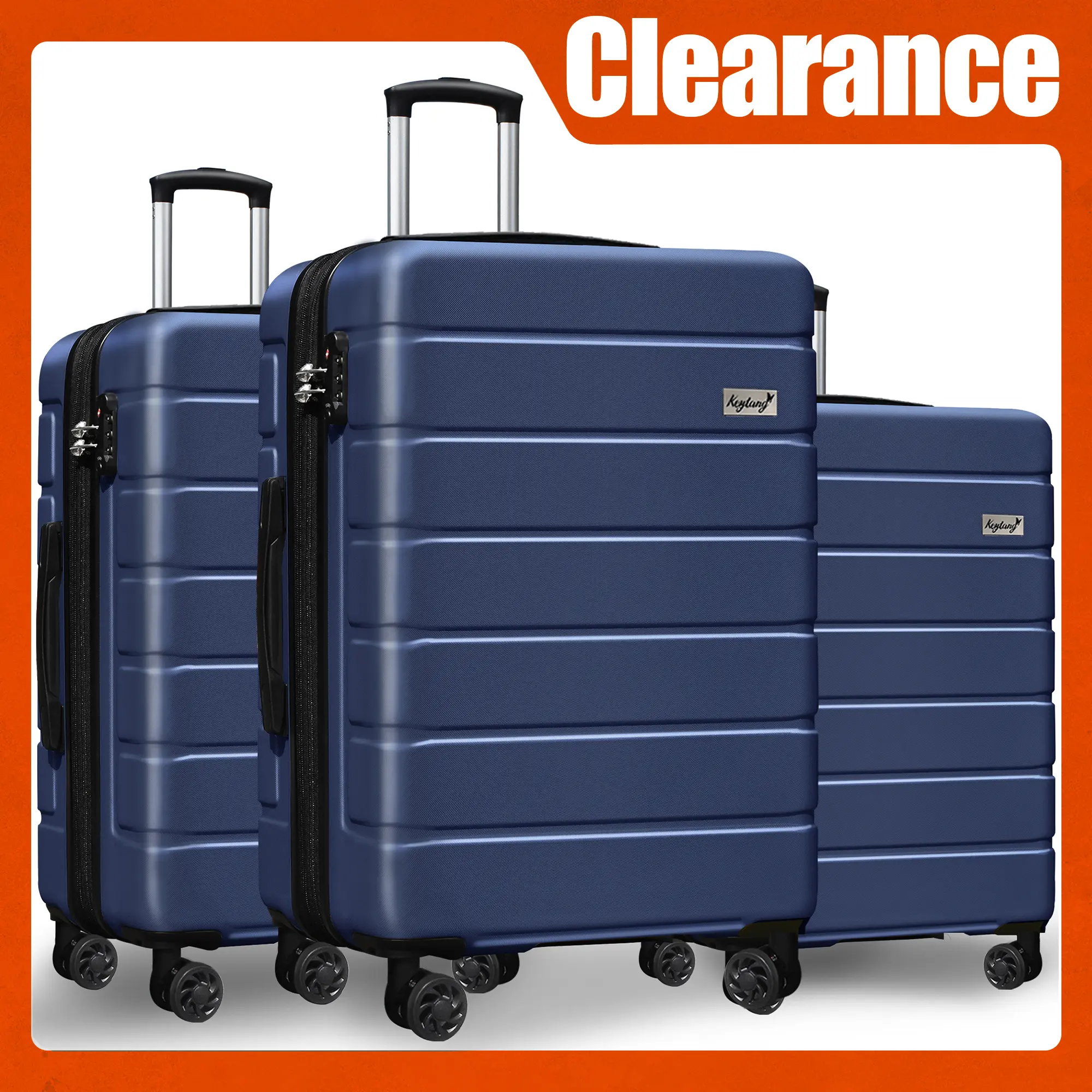 KEYTANG Lightweight & Expandable Hardside Luggage Set ABS Spinner Suitcases with 360° Wheels for Effortless Travel