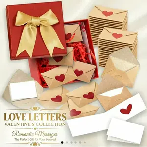 Boxed Set of 30 Love Notes, Love Letters with Pre-Written Messages, Romantic Messages and Blank Cards, Mini Envelopes, Miniature Cards for Valentine's Day, Anniversaries, Long-Distance Gifts