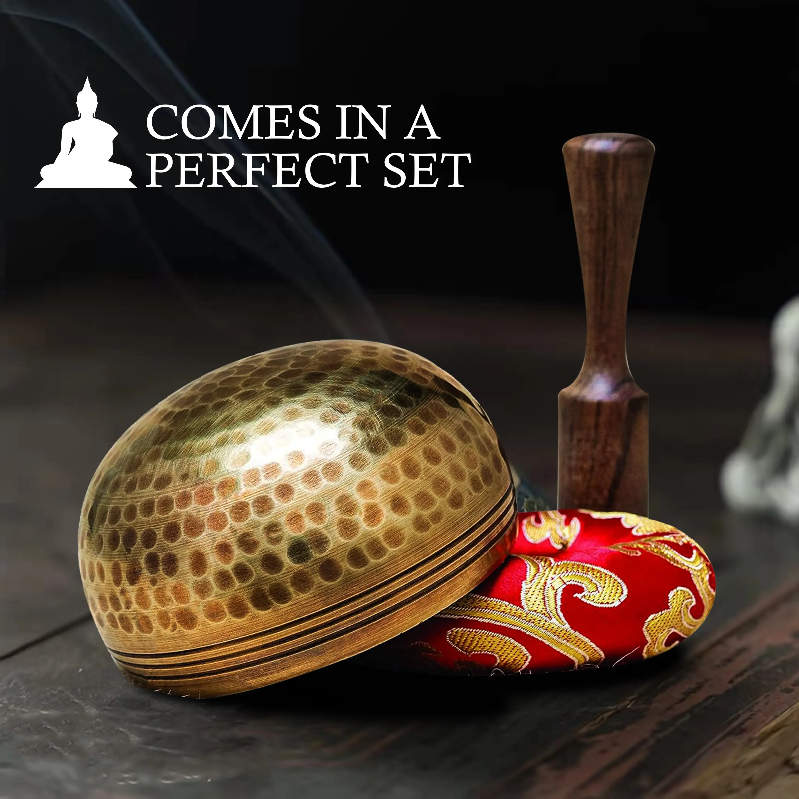 Nepal Singing Bowl Set , Unique Spiritual Gifts for Women and Men, Meditation Sound Bowl Handcrafted in Nepal for Yoga,Mindfulness, Chakra Healing,  and Stress Relief