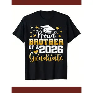 T-Shirt for Boys And Girls Celebrating a 2026 Graduate [Star Grad Cap Graphic], Made from Soft, Featuring a Crew Neck And Short Sleeves, Breathable And Moisture-Wicking, Perfect for Casual Summer Graduation Parties  (3-13Y)