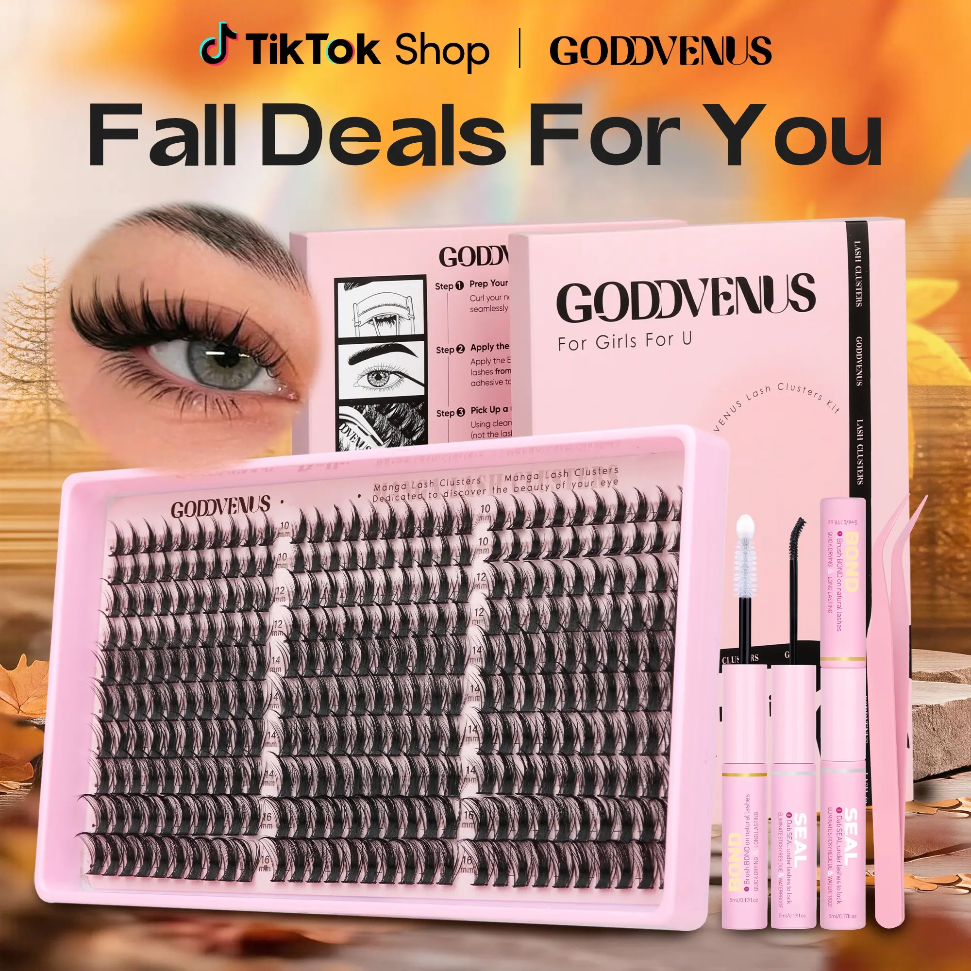 【S】Goddvenus Dolleyelook Lash Clusters 10-16mm Cluster Eyelash Natural 300 Pcs Eyelash Clusters
