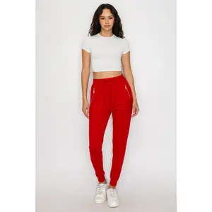 Gold Zipper Trim Joggers with Drawstring
