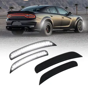 AUTOONE LED Side Marker Lights White for Dodge Charger 2015-2023, Smoked Lens Front & Rear Bumper Lights, High Brightness, IP67 Waterproof, Easy Install, OEM Compatible, 4PCS
