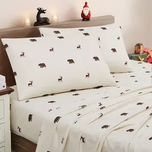 Christmas Holiday 4pc Bed Sheet Sets, Easy Care, Soft & Wrinkle-Resistant Bedding - Polar Bears & Reindeers, King