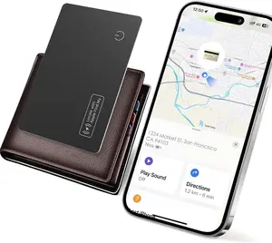 No Monthly Fee Smart Wallet Tracker Card iOS Only Ultra Thin Wireless Charging GPS Locator Compatible with Apple Find My for Car Wallet Keys Passport Luggage Phone Essentials Waterproof Durable One-Time Payment