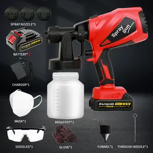 Kuwat High Pressure HVLP Electric Paint Sprayer, Portable Vacuum Spray Gun with 3 Spray Modes, 800ml Large Capacity Container, Easy Clean Design for Home Decor, Furniture, Cabinets, Fences, Walls, Doors & Garden Projects