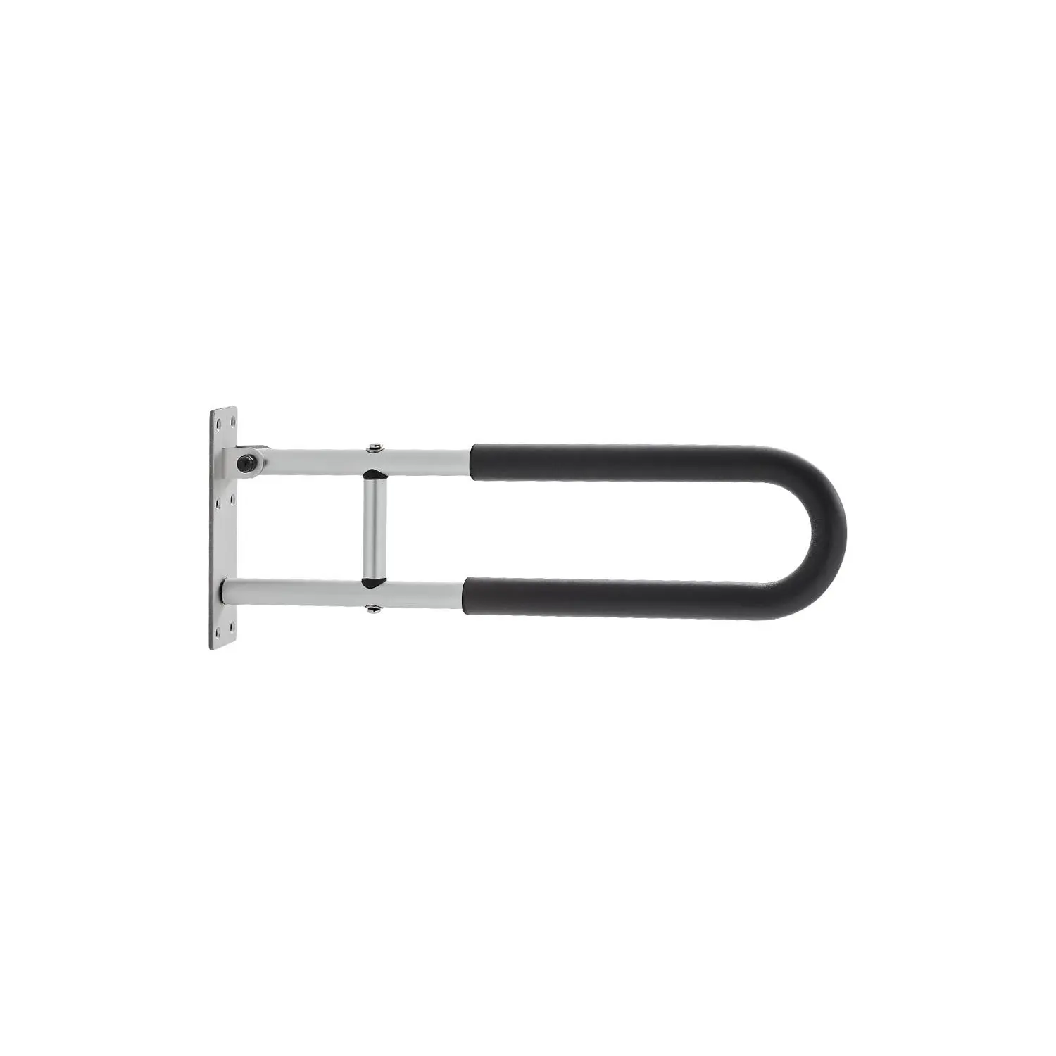 VEVOR Wall Mount Toilet Safety Rail, 23.8 in U-Shaped Aluminum Grab Bar with Nylon Anti-Slip Handles, Foldable Flip-Up Design, 0°-90° Rotation, 300 lbs Load Capacity, Easy Installation, Small-Bath Friendly, Stable Support for Elderly Bathrooms