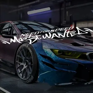 [Gaming Enthusiast] Need for Speed Most Wanted" Waterproof PVC Windshield Sticker - High-Quality Self-Adhesive Vinyl Decal for Cars, Trucks, Motorcycles - Vibrant Blue & Purple Graphic Design, Easy Installation, Vehicle Customization, Dynamic Design, Dura