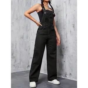 Women's fashionable Y2K casual loose denim overalls, workwear, jumpsuit, suitable for all seasons, 65% cotton