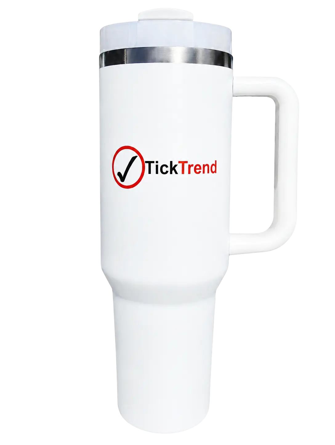 TickTrend Voyager 40 oz Insulated Stainless Steel Travel Mug with Handle & Reusable Straw – White