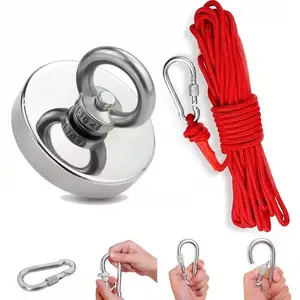 400lbs Fishing Magnet Kit, Strong Neodymium Magnets Hook, Rope Carabiner, Ideal for Hunting, Durable Magnetic Gear, Essential Outdoor Equipment