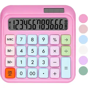 Mechanical Calculator Desktop with 12-Digits, Large LCD Display, Solar & Dual Power, Dark  Color, Ideal for Office, , and School Use