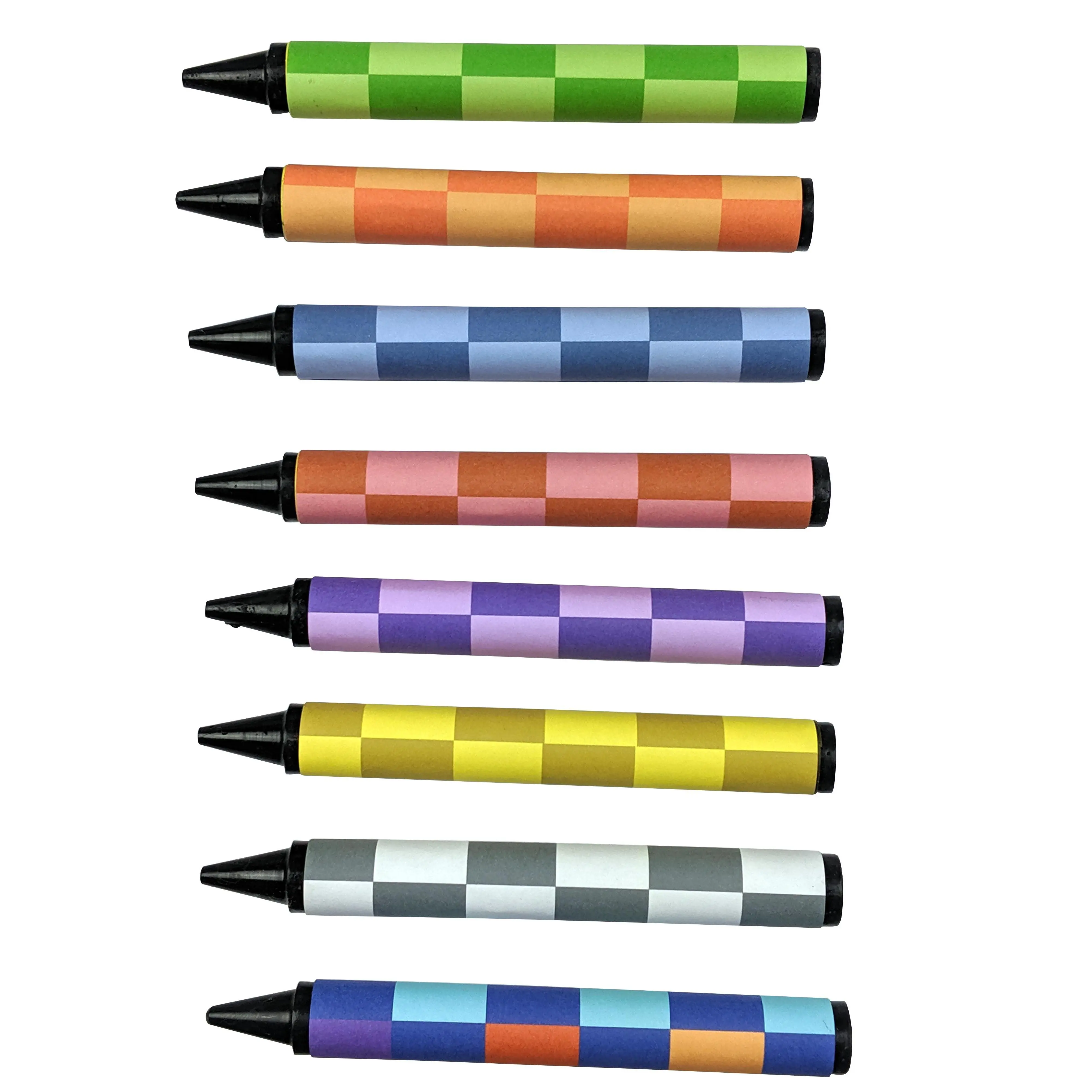 8 CHECKERED BLACK jumbo crayons collection