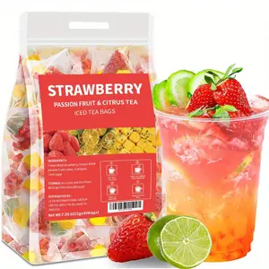 LVSEFOD  [40 Portable Bags] Freeze-Dried Strawberry Kumquat Passion Fruit Tea | 200g Healthy Coffee-Free Causal Tea | Cold Brew Summer Fruit Tea | No Added Flavors | Individually Packaged