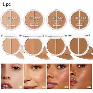 Dual-Tone Cream Foundation, Full Coverage Two-Color Concealer Foundation Palette, Flawless Matte Foundation for All Skin Tones, Buildable Coverage, Makeup