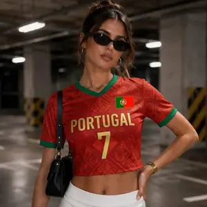 Personalized Portugal Crop top Football Jersey, Custom Name Number, Portugal Fan Shirt, North America Football Party, Goat Fan shirt