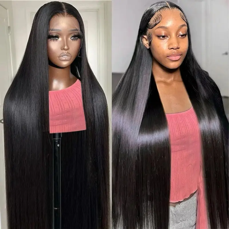 Straight 13x6 HD Lace Frontal Human Hair Wig For Women Pre Plucked 210% Density