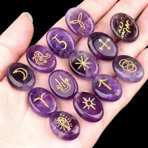 Witch Rune Natural crystal agate semi-gemstone carving Runilun Rune