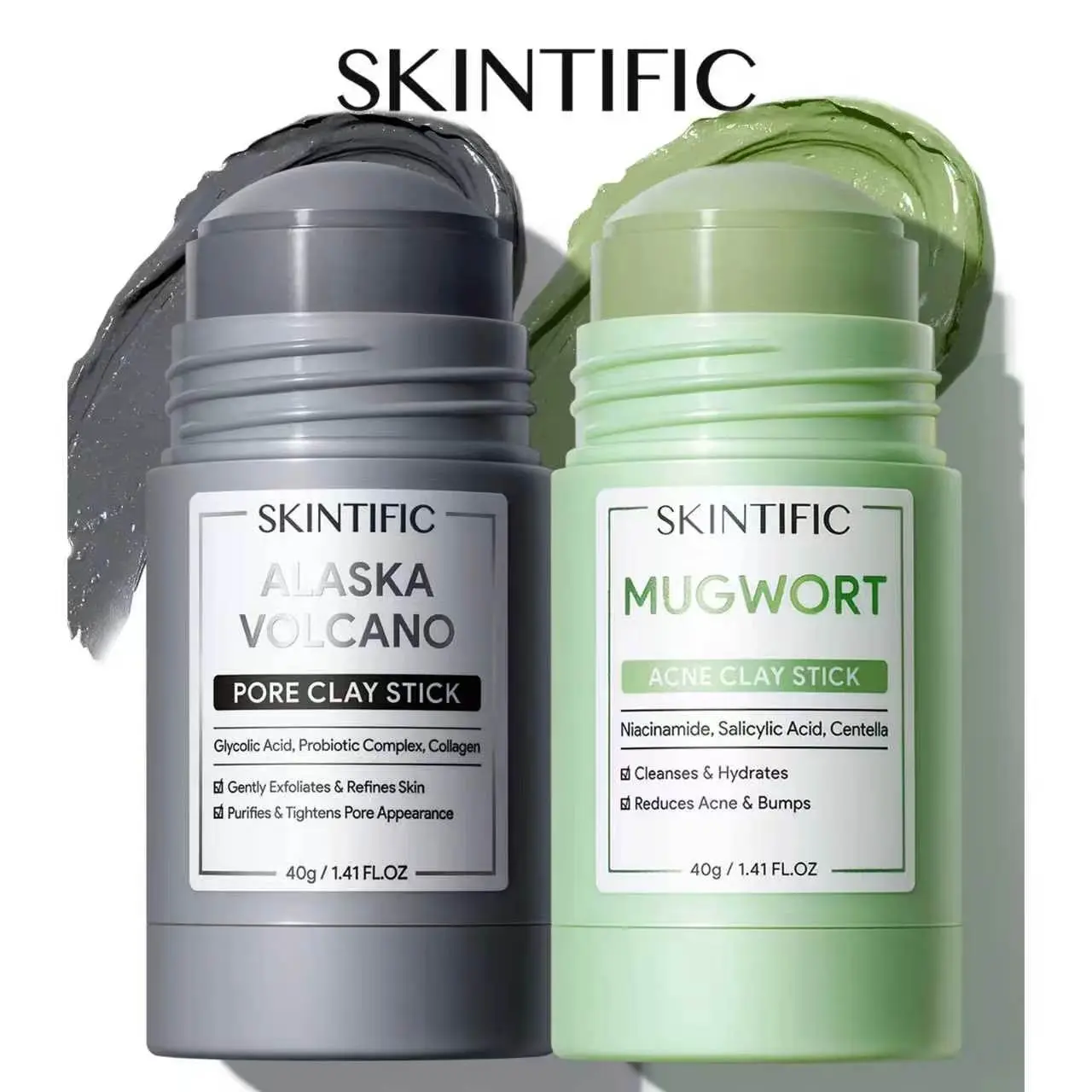 SKINTIFIC Alaska Volcano Pore Clay Stick Cleansing Blackhead Remover Face Mask Stick with Natural Clay Gentle Exfoliating Smoothing Skin Non-Drying Skincare