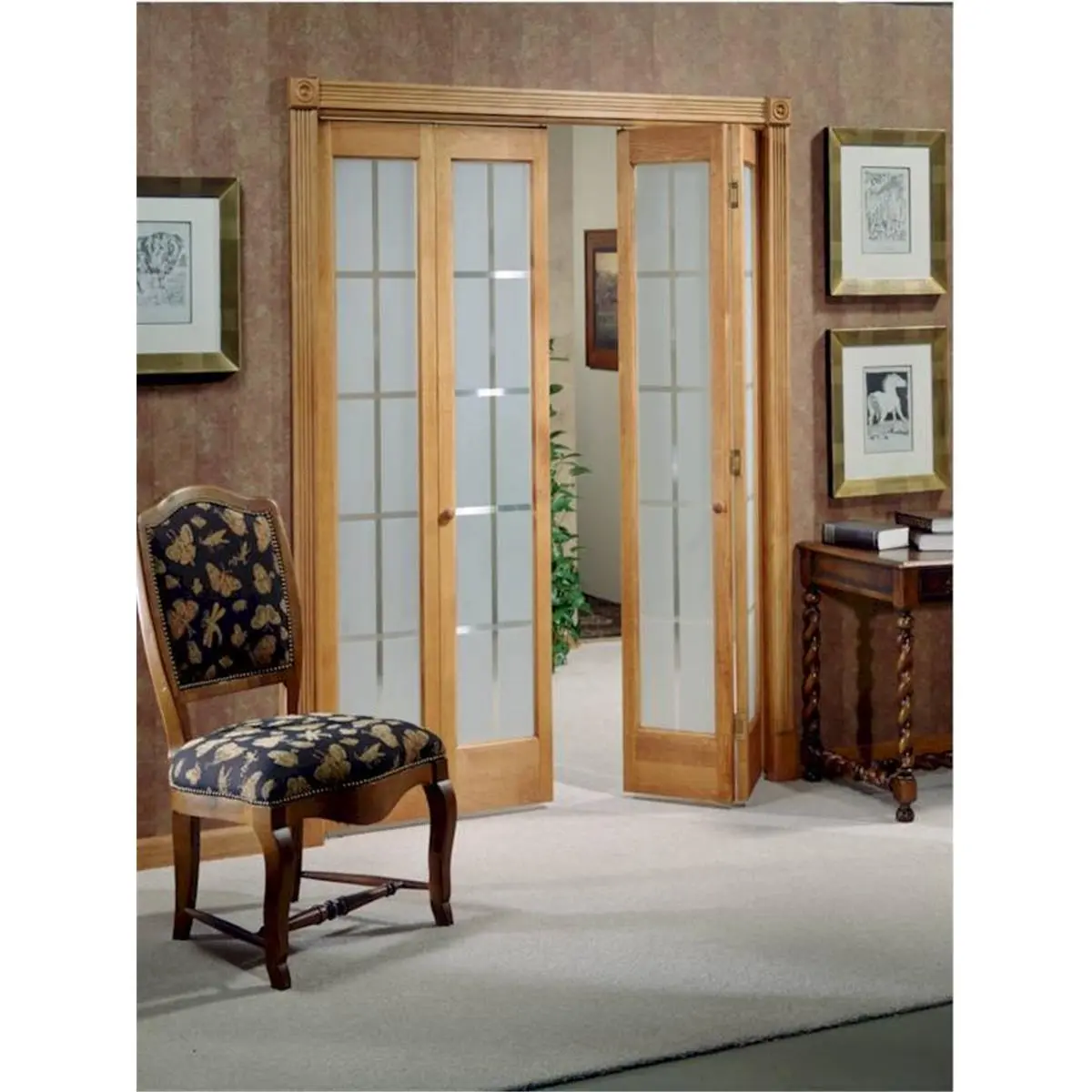 32 x 80 in. Full Glass Mission Bifold Door, Unfinished Pine