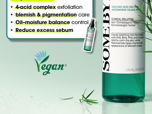 AHA-BHA-PHA Body Miracle Repair Set - Korean Skincare - 3-Step Routine for Body Acne & Texture - Cleanser, Mist & Lotion - Centella, Niacinamide