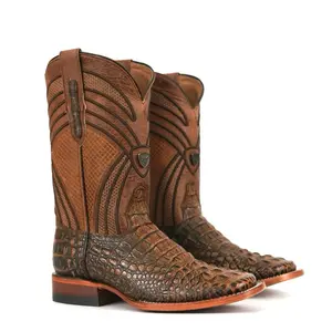 080 Nuca Cocodrilo Miel Print Men’s Alligator Print Western Boots Ranch Western Botas Vaqueras Square Toe