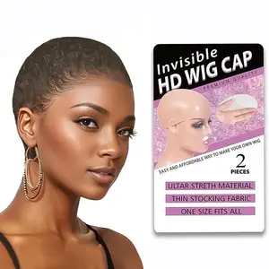 2 Pieces(1Pack) HD Wig Caps Super Soft and Breathable Bald Wig Cap