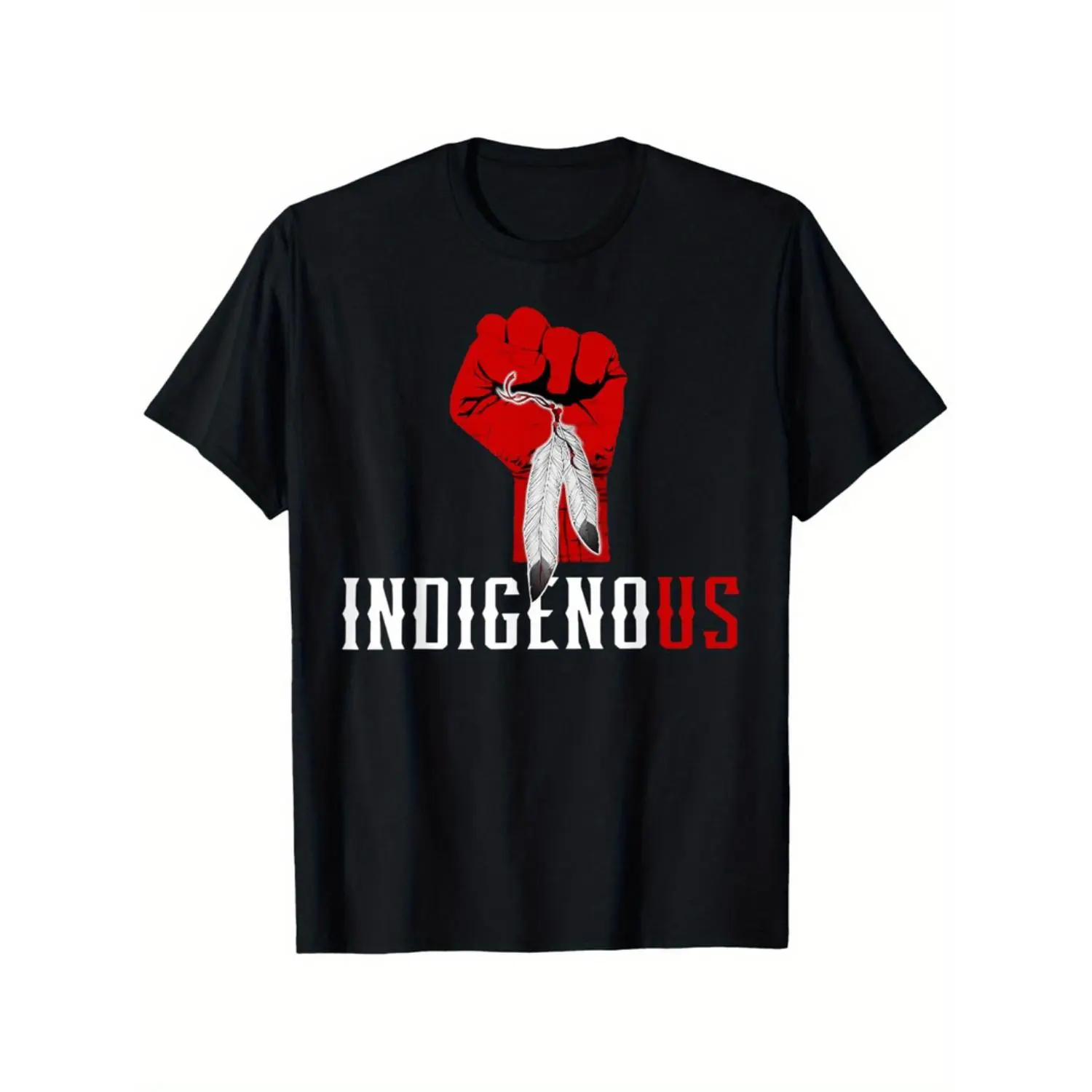 Indigenous Native American Feather Blood Red Hand Indian T-Shirt, Loose style new unisex short-sleeved T-shirt, casual and comfortable,  cotton, S-XXXL