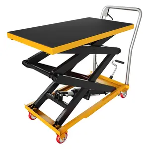 Double Scissor Lift Table, 330lbs Capacity 50" Lifting Height, Hydraulic Lift Table Cart with Locking Wheels and Non-Slip Pad, Hydraulic Scissor Cart for Material Handling and Transportation