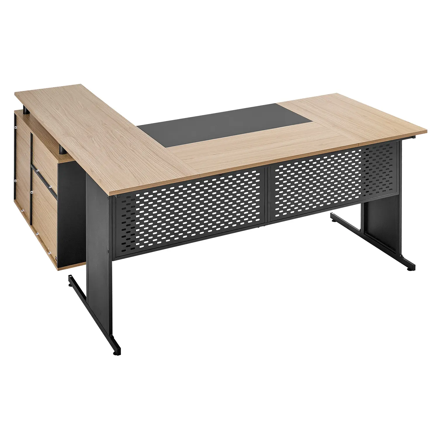 VEVOR L-Shaped Executive Desk, Modern Reversible Office Table with Drawers & Storage Cabinet, Heavy Duty Large Wooden Executive Table, 350 LBS Load Capacity, Easy Assembly, for Work Study Writing