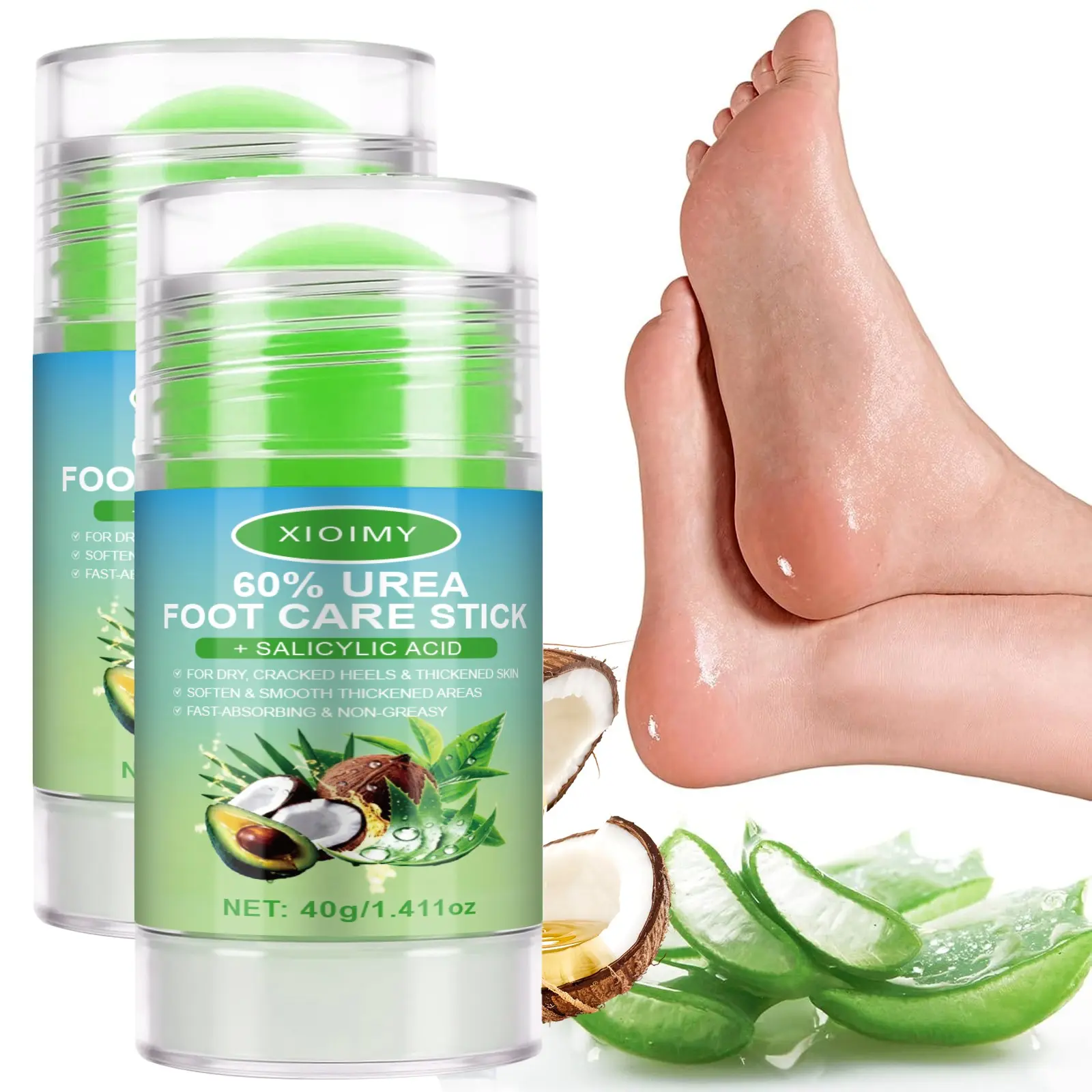 60% Urea Moisturizing Foot Care Stick, 80g Strong Hydrating Cream, Nourishes Dry Cracked Heels, Hands, Knees, Elbows, Multi-Angle Foot Care Moisturizer Balm Cream, Foot Care Product