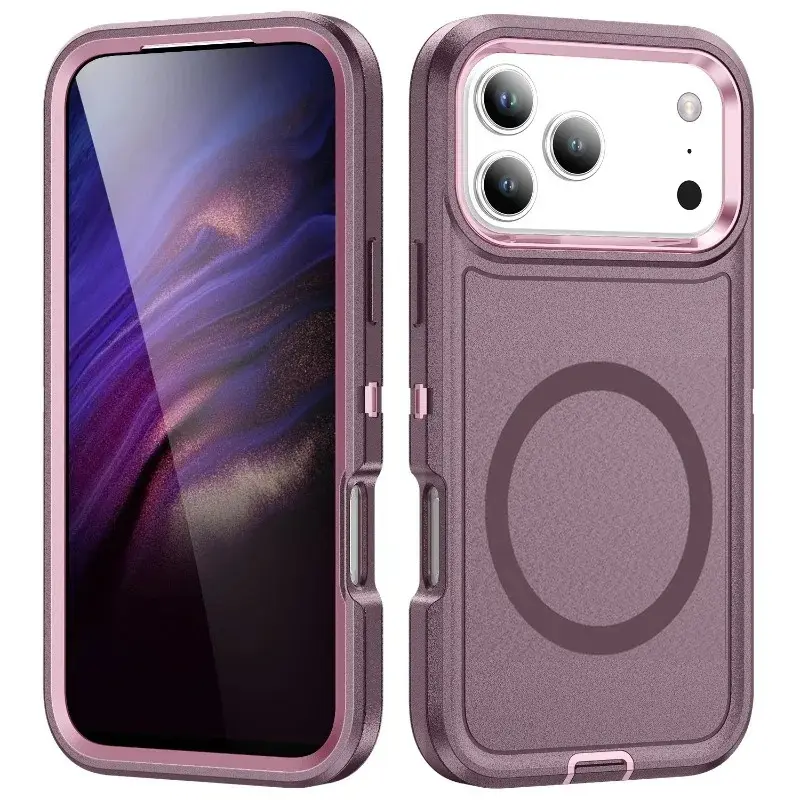 3-in-1 Heavy Duty Military Otter Armor Smartphone Case - Shockproof, Magnetic Back, Wireless Charge Compatible Cover with MagSafe - Fits iPhone 17 Air, 16, 15, 14 Pro Max (Multi-Model)