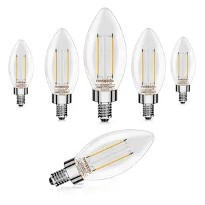 novapollo LED Light Bulbs，Indoor Lighting，2700K soft yellow lights ，6/12/24 Pack，LED Bulbs Dimmable，B11 4.5W LED Bulbs， 40W Equivalent，350 LM，CRI 80，120V，E12 Base，Household Essential，Energy Efficient，UL/ES Listed