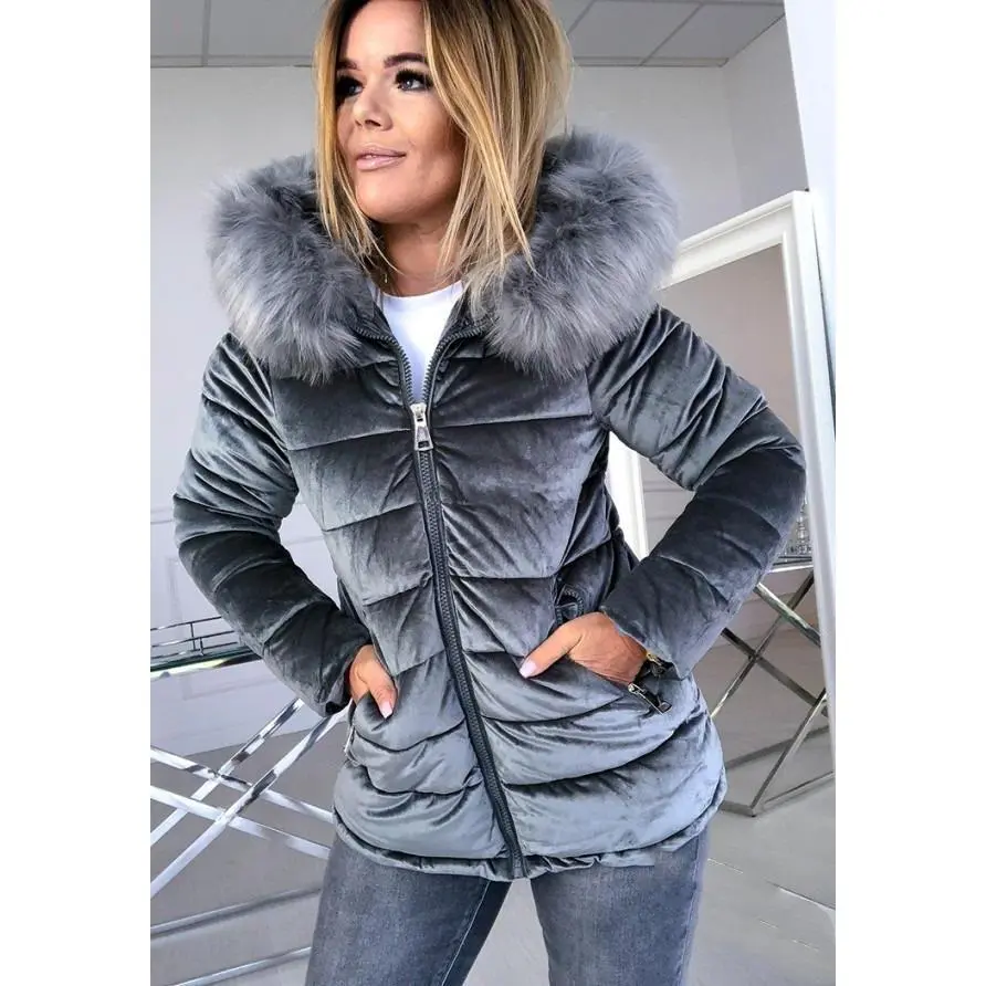 Coat & Jackets | Stay Warm & Cozy - Pink Velvet Winter Coat with Imitation Silk Cotton Filling for Optimal Heat Retention & Comfortable Fit Women's Wear Long Sleeve Chic Fabric Fit Polyester Silk Soft