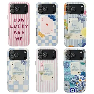 Vintage How Lucky Are We Phone Case, Stripes Coquette Preppy and Cute For iPhone 11-17