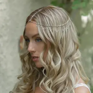 Jewelry - Fashion Party Boho Crystal Head Chain Wedding Hair Accessories Elegant Headpiece Bling Bridal Forehead Chain Indian Jewelry Gift