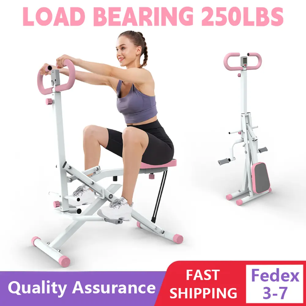 Squat Machine for Home, Squat Ride / Rowing Machine with Adjustable Resistance, Foldable Exercise Equipment, Glute & Leg Cardio Workout Machine